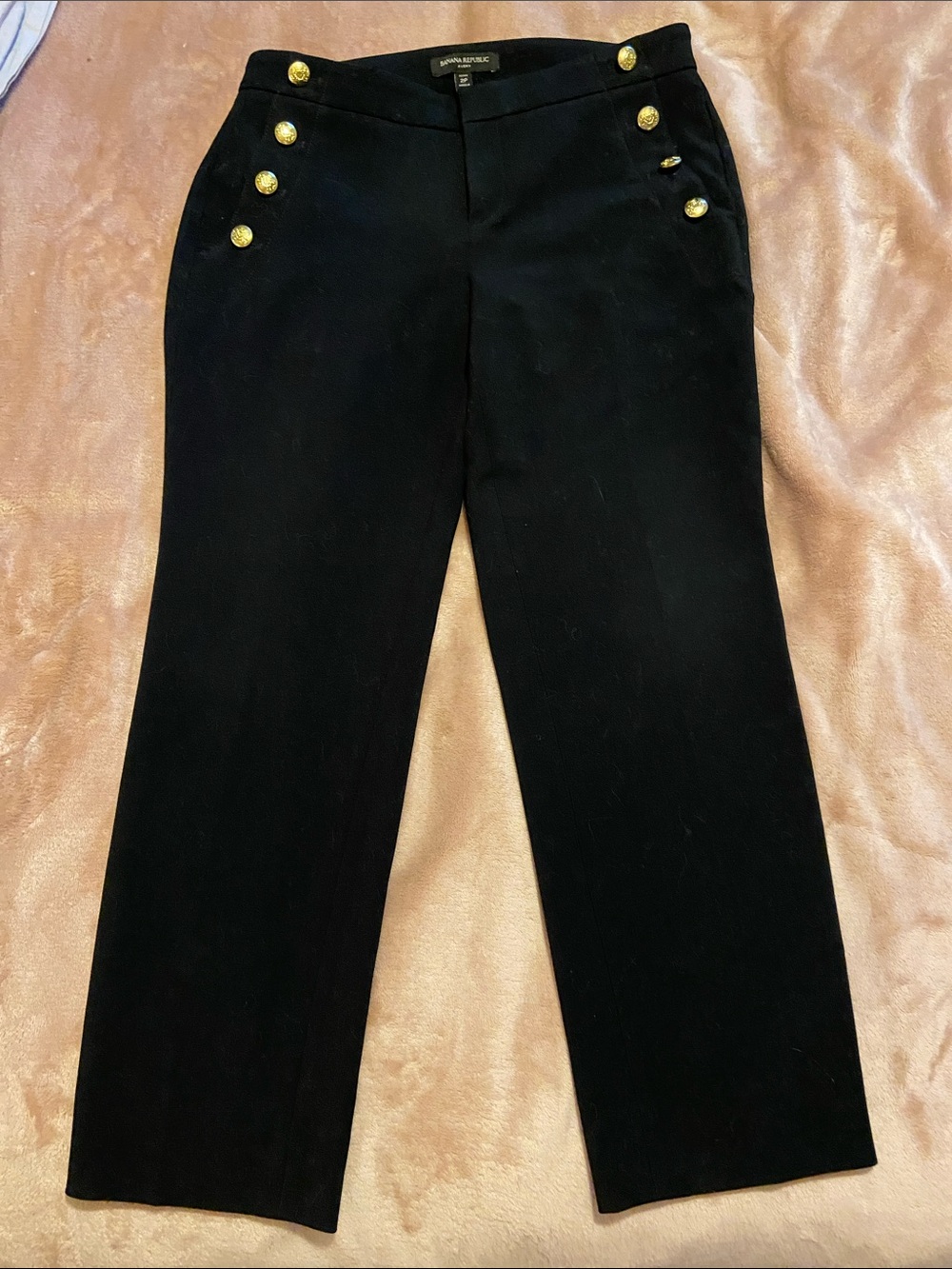 Banana Republic Black Trousers with Gold Buttons